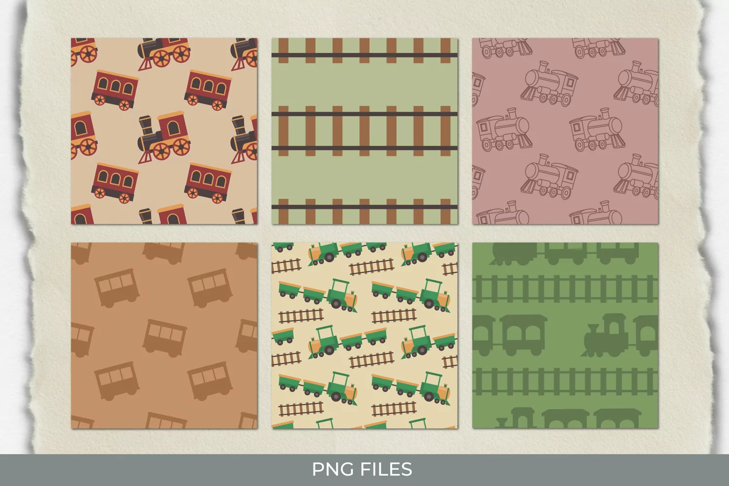 Vintage Train Seamless Pattern Paper Packs product image 1