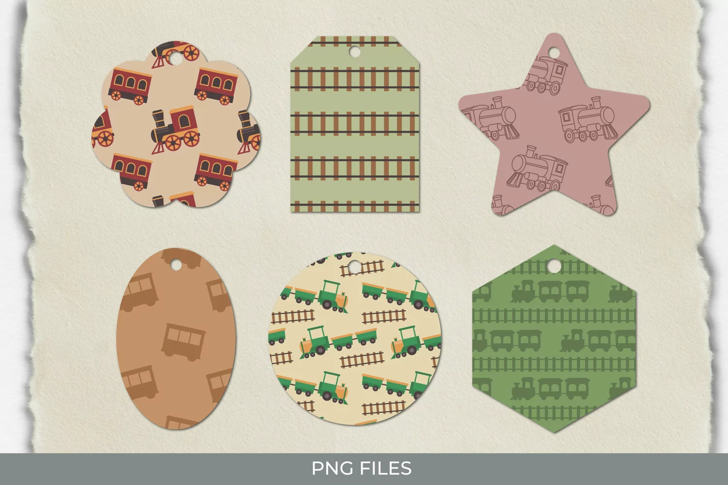 Vintage Train Seamless Pattern Shaped Tags product image 1