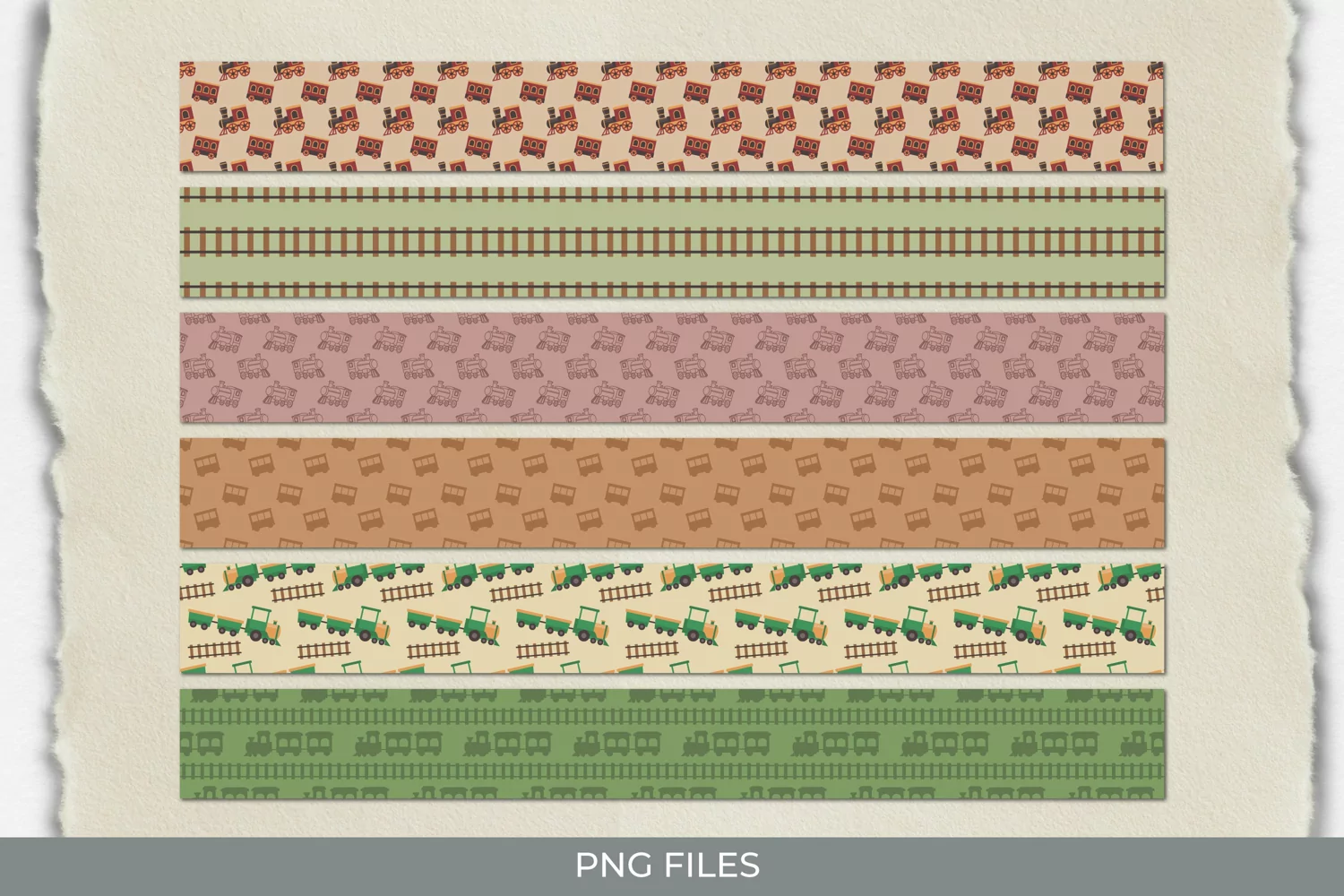 Vintage Train Seamless Pattern Strips product image 1