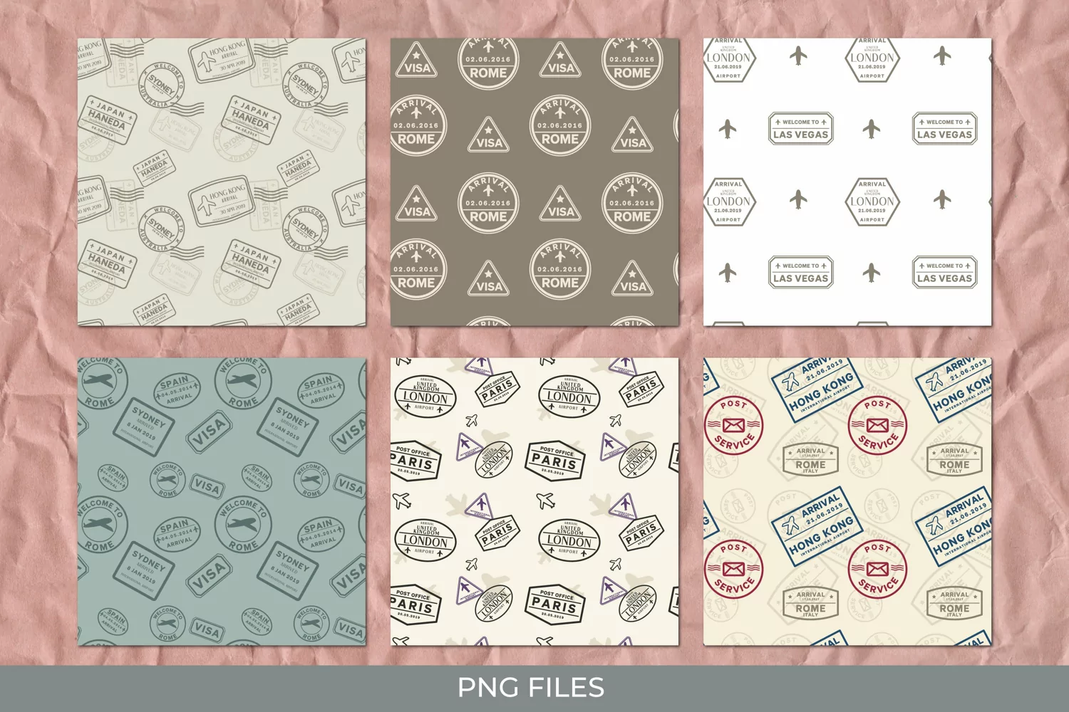 Vintage Travel Stamp Pattern Paper Packs product image 1