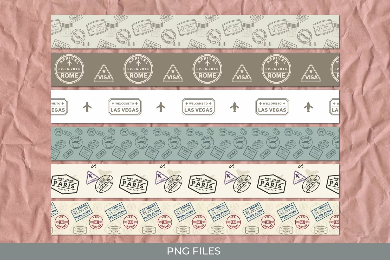 Vintage Travel Stamp Seamless Strips product image 1