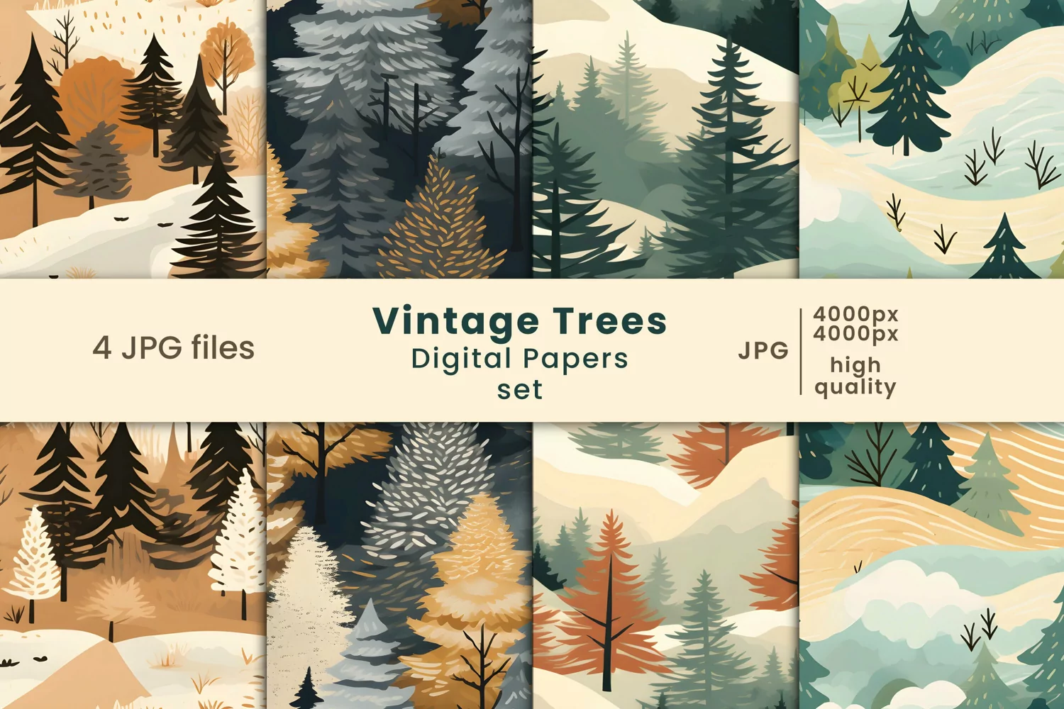 vintage digital papers, vintage trees digital paper, tree patterns, tumbler, wraps, scrapbook, set, 