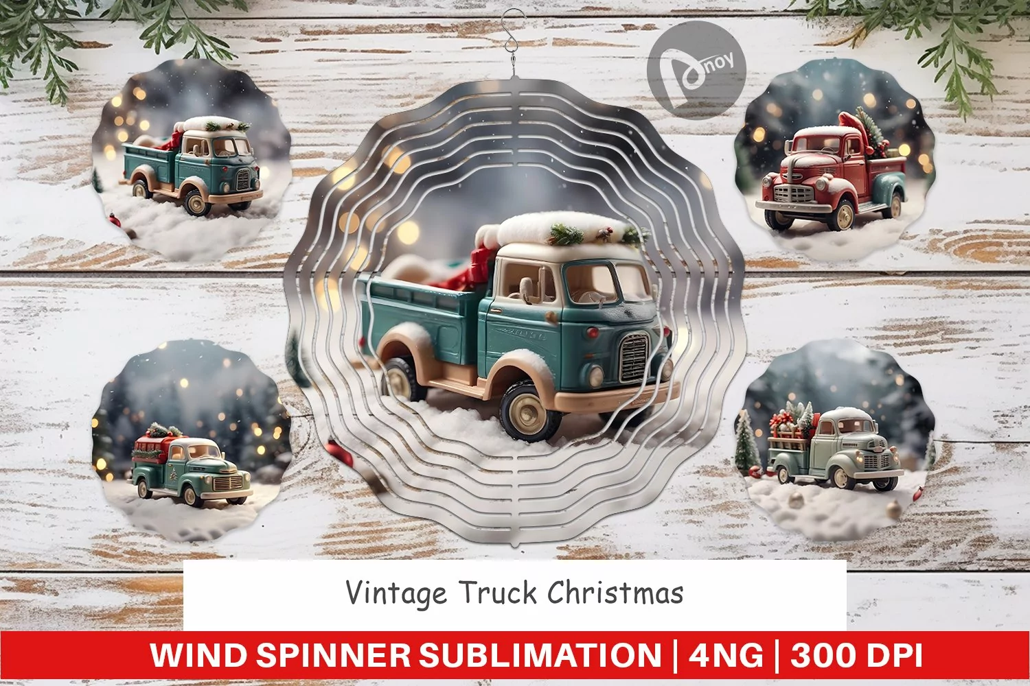 Wind Spinner Vintage Truck Christmas product image 1