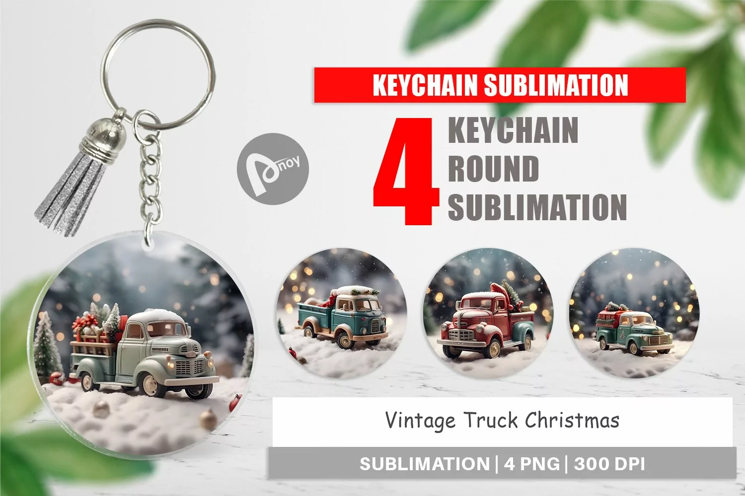 Keychain Vintage Truck Christmas product image 1