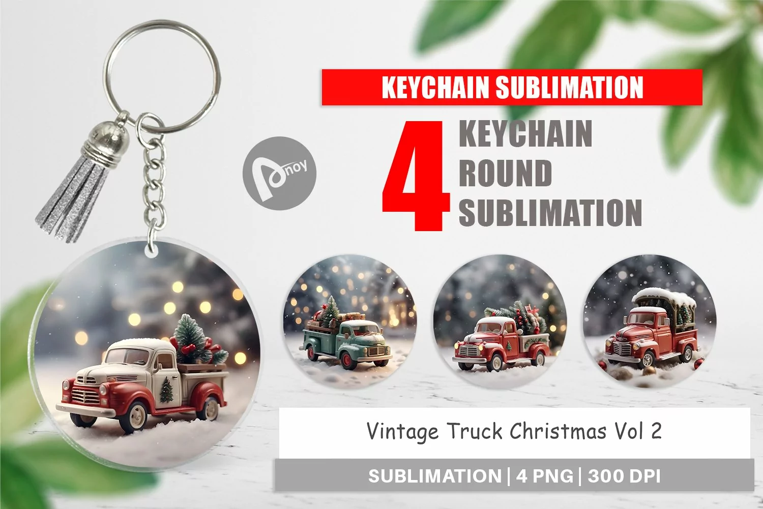 Keychain Vintage Truck Christmas product image 1