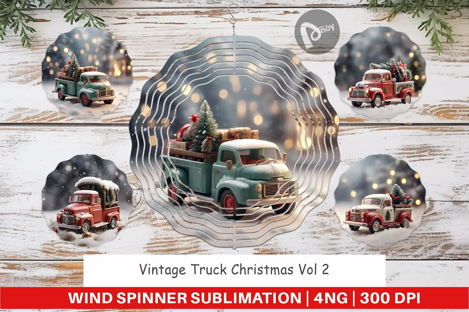 Wind Spinner Vintage Truck Christmas product image 1