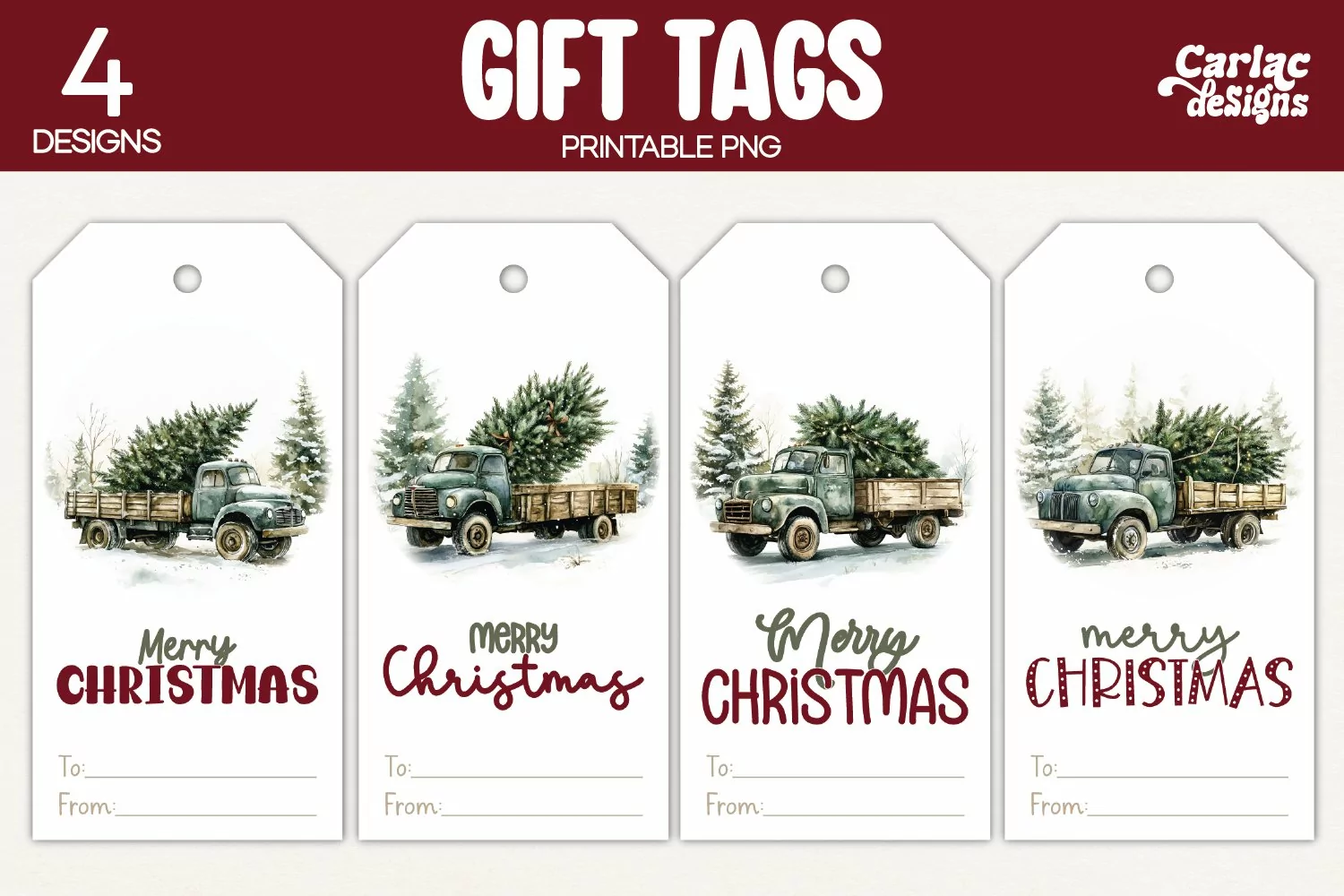 vintage truck gift tags