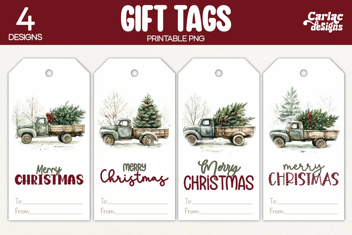 vintage truck gift tags
