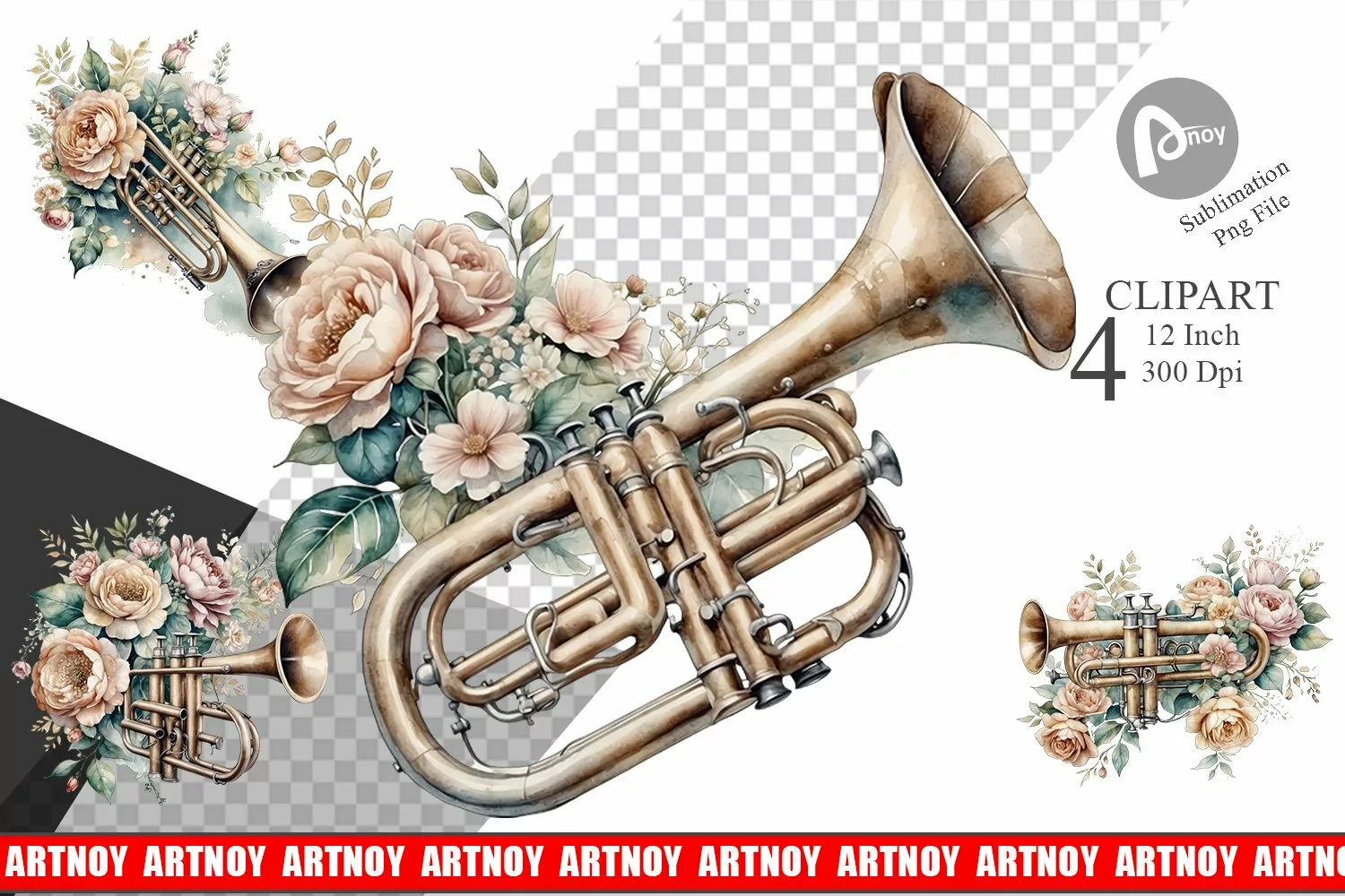 Vintage Trumpet Clipart product image 1