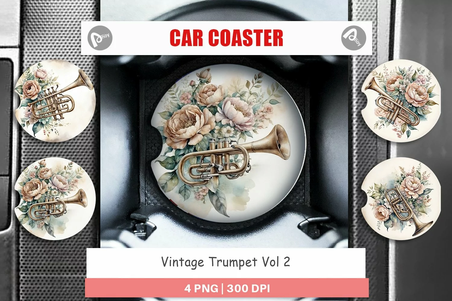 Car Coaster Vintage Trumpet product image 1