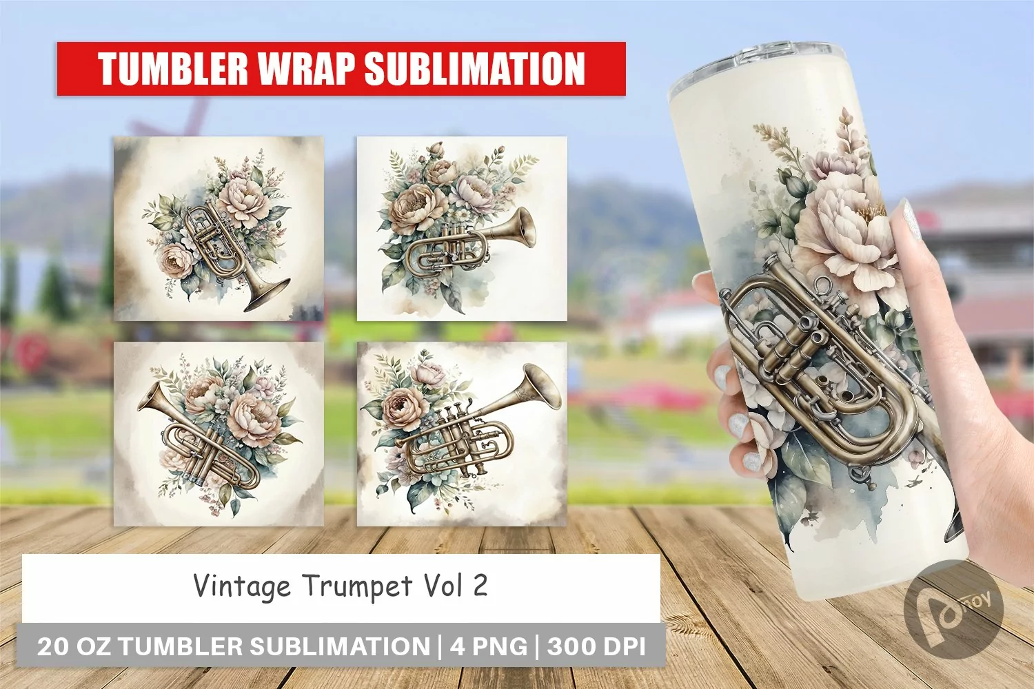 Tumbler Wrap Vintage Trumpet product image 1