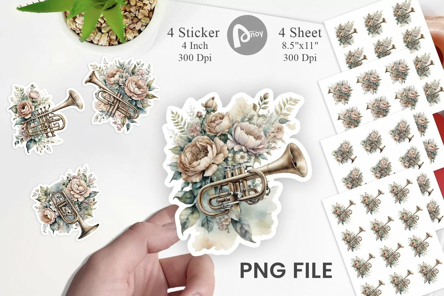 Vintage Trumpet Sticker product image 1