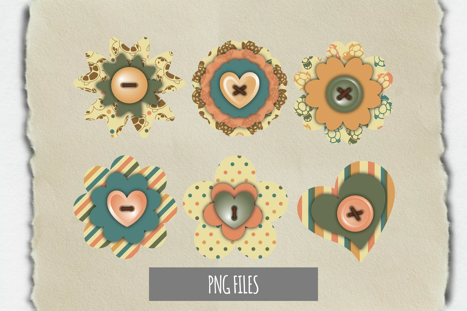 Vintage Turtle Pattern with Vintage Color Buttons product image 1