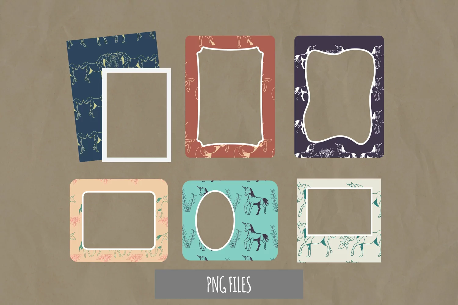 Vintage Unicorn and Floral Seamless Pattern Frames product image 1