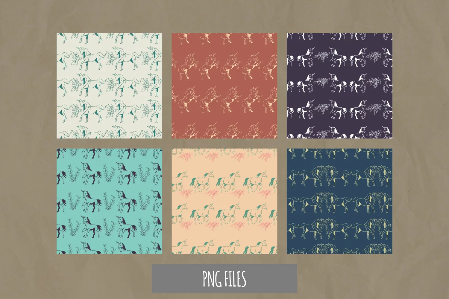 Vintage Unicorn and Floral Seamless Pattern Paper Pack product image 1