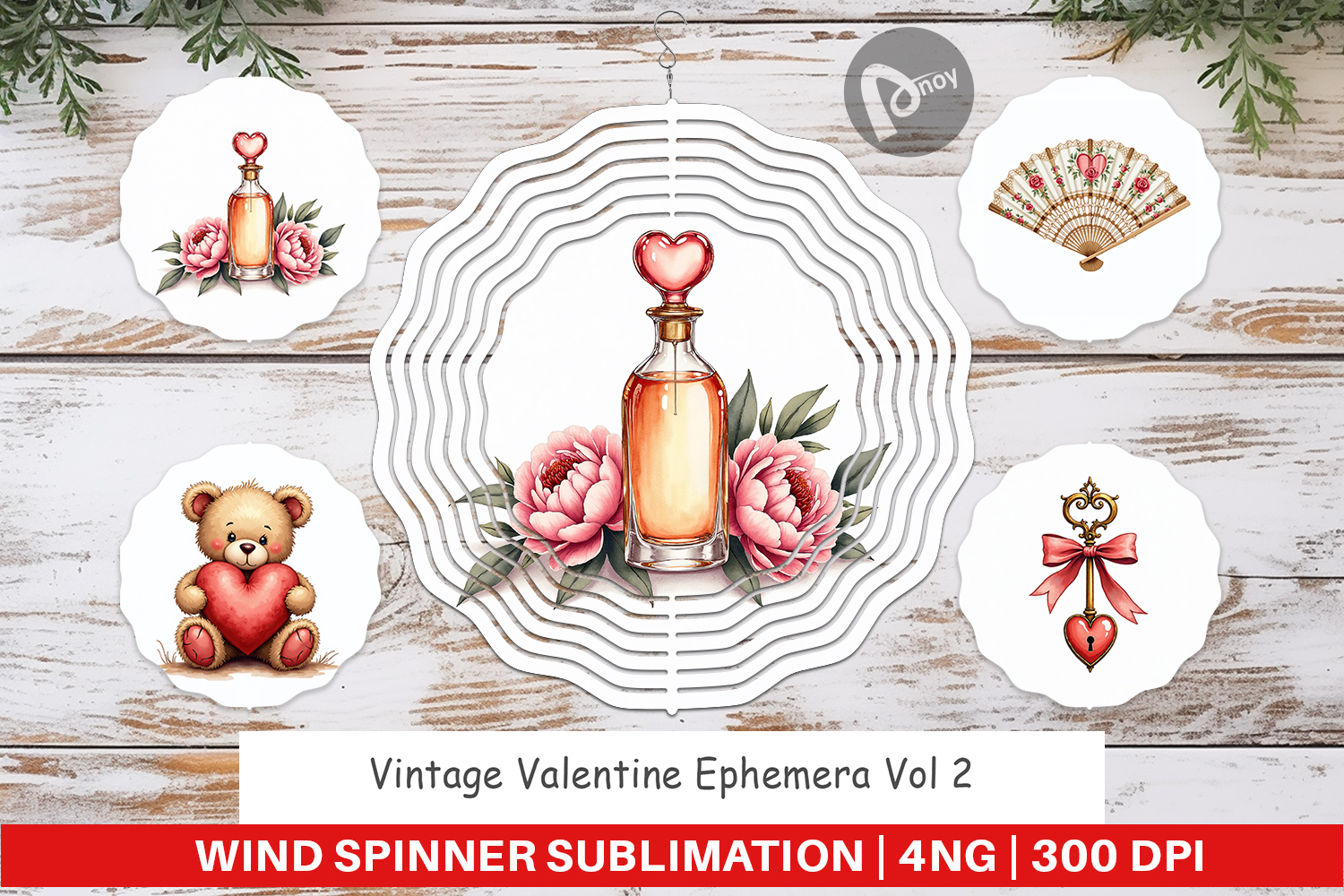 Vintage Valentine Ephemera Wind Spinner product image 1