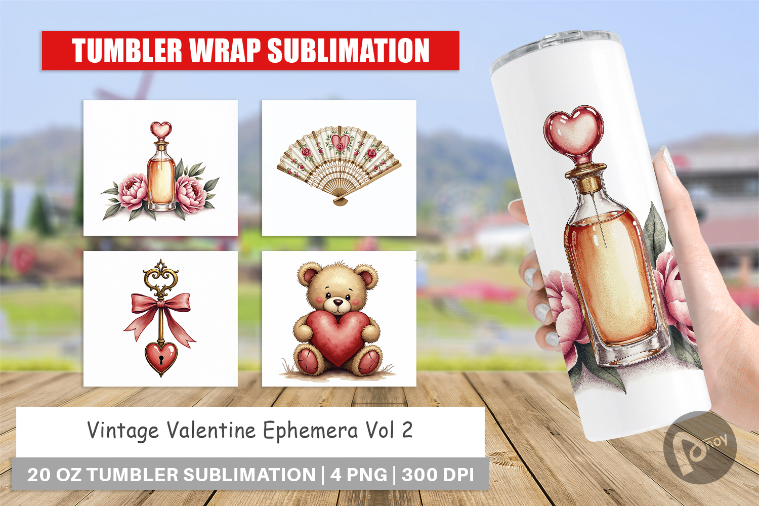 Vintage Valentine Ephemera Tumbler product image 1