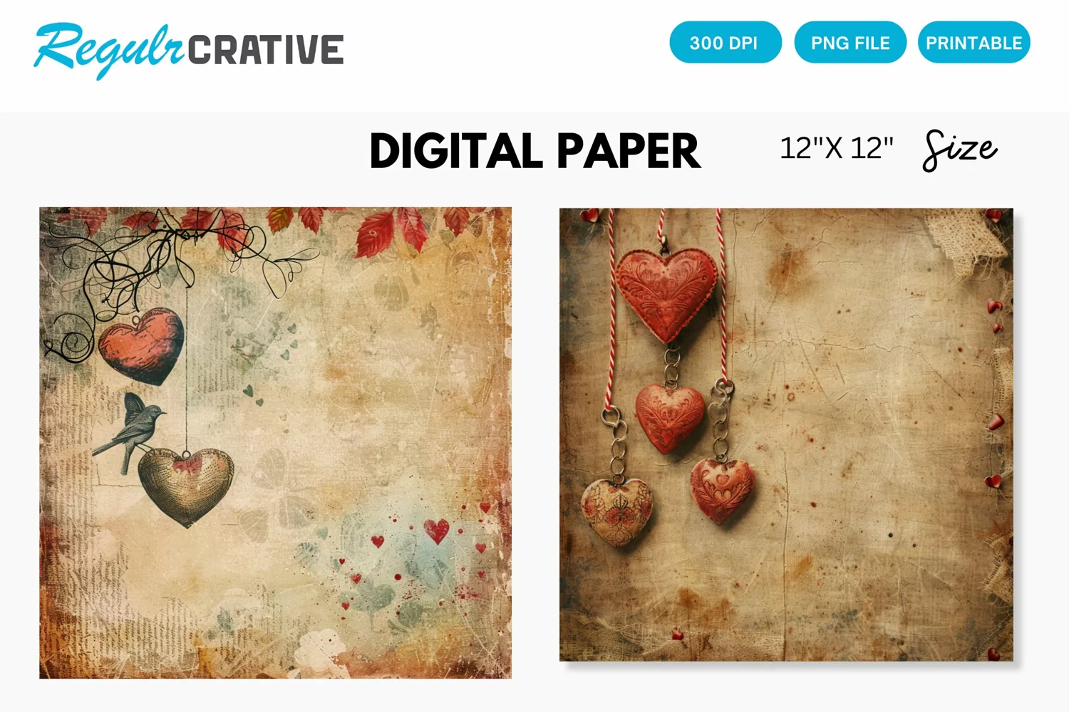 Vintage Valentine's Day Charm Seamless Digital Paper product image 1