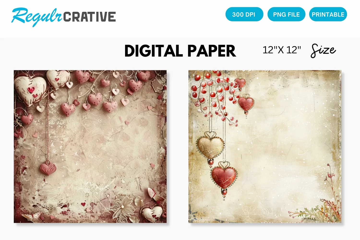 Vintage Valentine's Day Charm Seamless Digital Paper product image 1