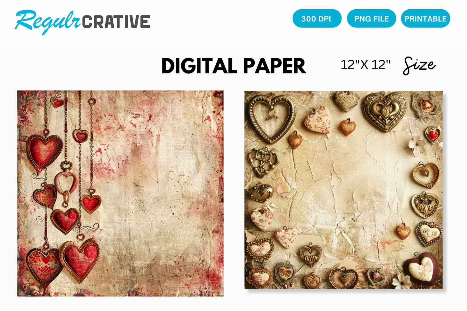 Vintage Valentine's Day Charm Seamless Digital Paper product image 1