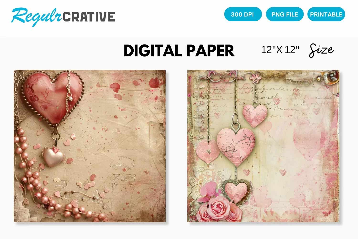 Vintage Valentine's Day Charm Seamless Digital Paper product image 1