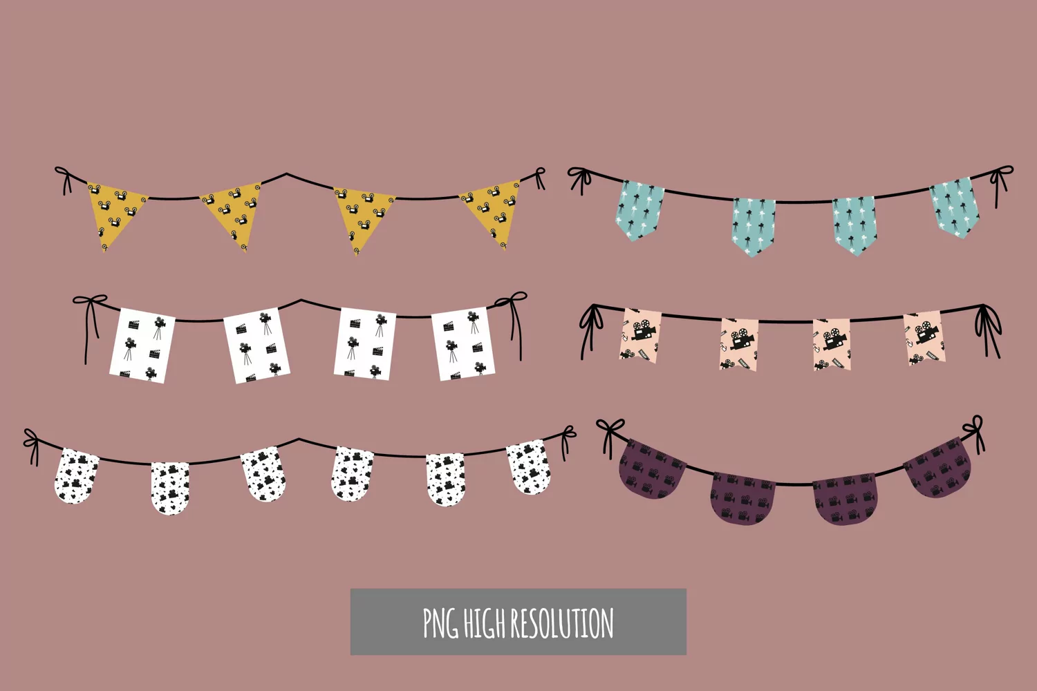 Vintage Video Camera Bunting Banner Set product image 1