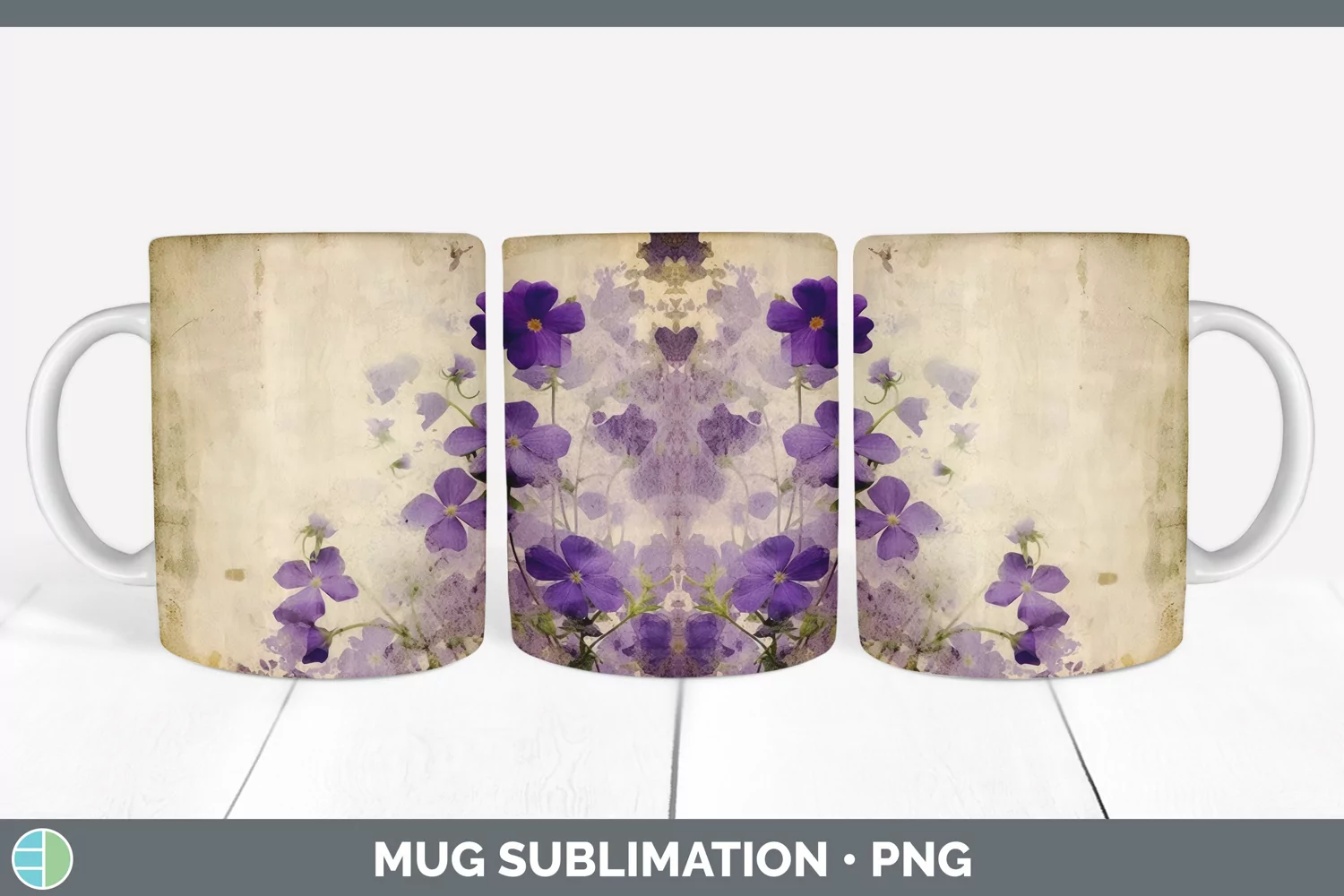 GorgeousDecoupage Violets Mug Wrap design.