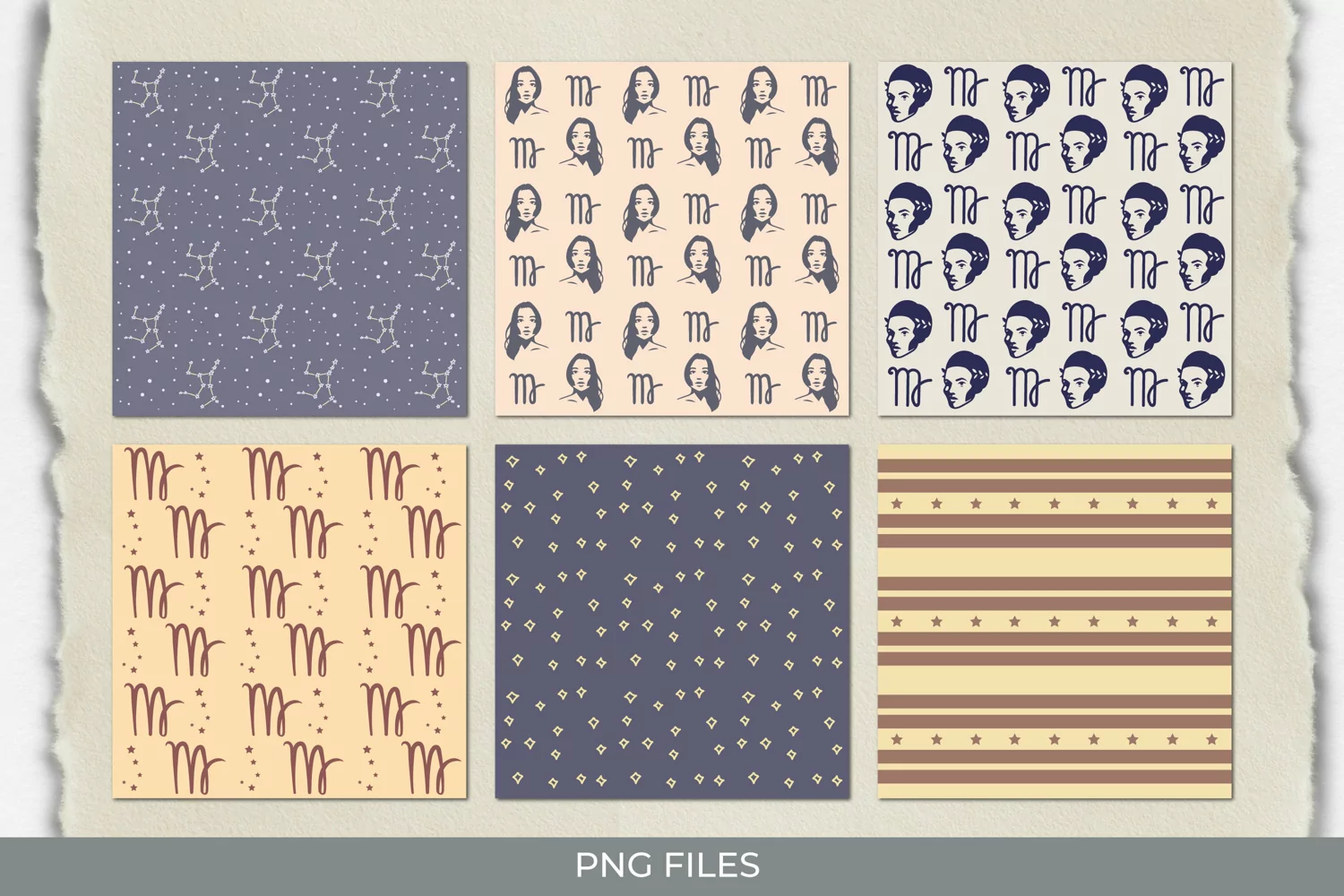 Vintage Virgo Sign Seamless Pattern Paper Packs product image 1