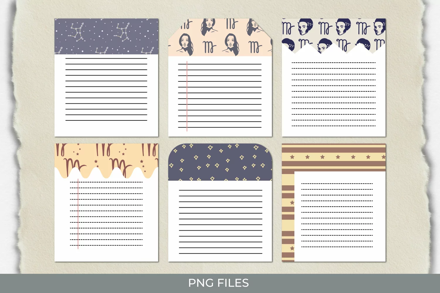 Vintage Virgo Sign Seamless Pattern Shaped Journaling Area product image 1