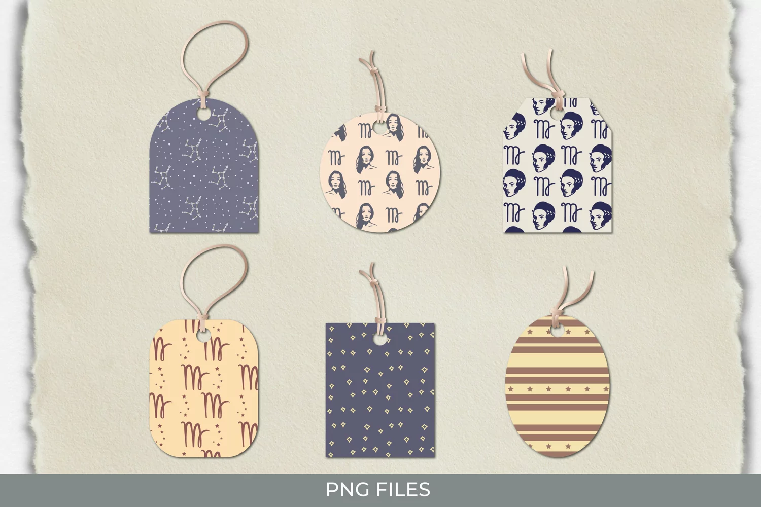 Vintage Virgo Sign Seamless Pattern Shaped Tags product image 1