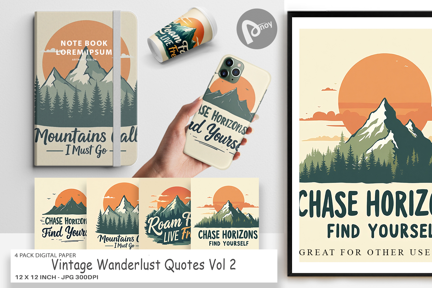 Digital Paper Vintage Wanderlust Quotes product image 1