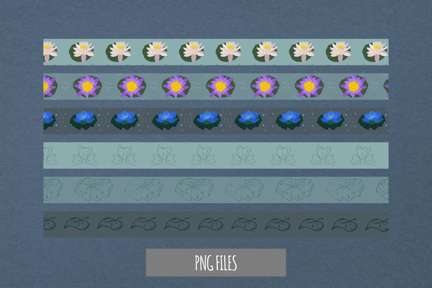 Vintage Water Lily Flowers Seamless Stripe product image 1
