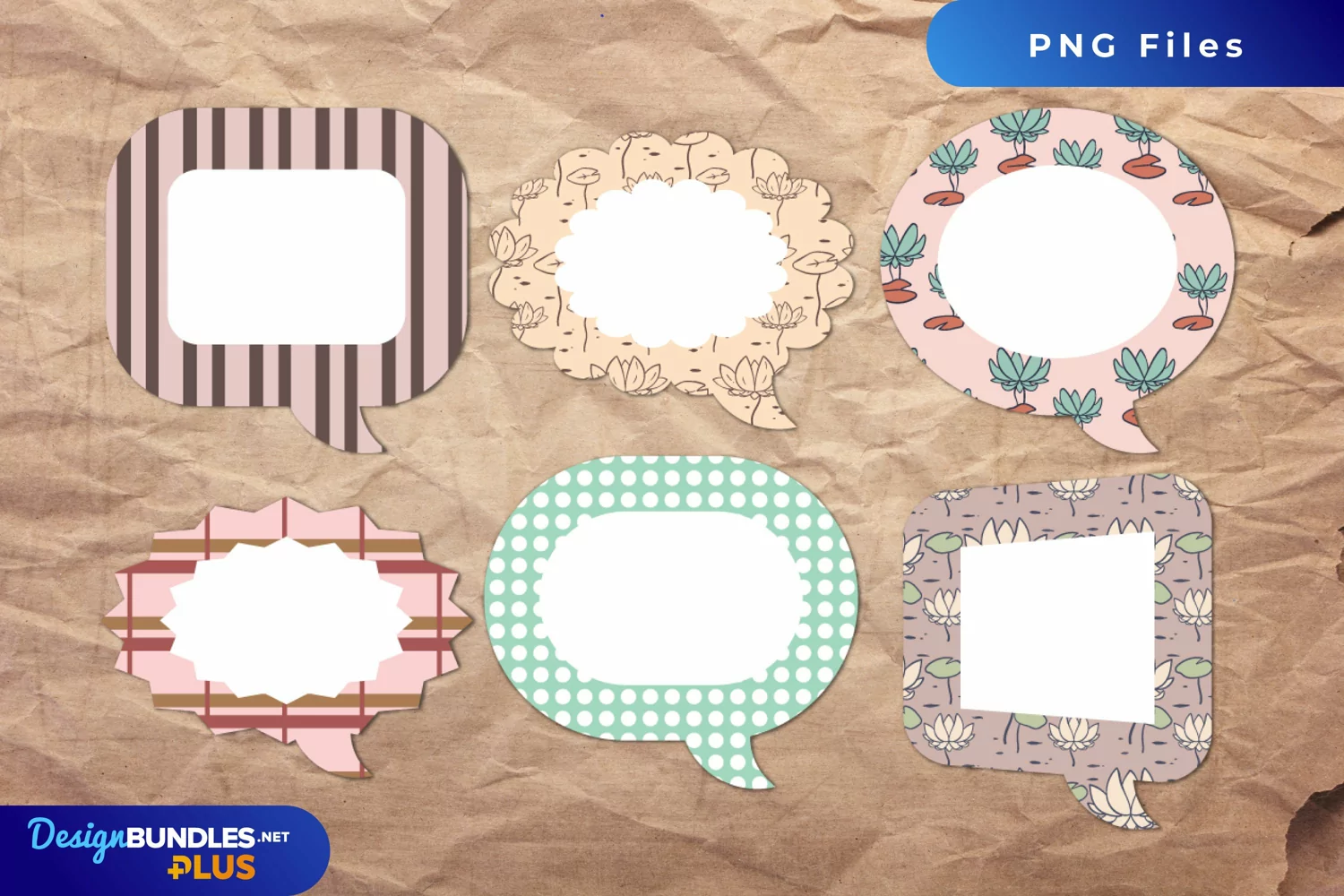 Vintage Water Lily Flowers Speech Bubbles product image 1