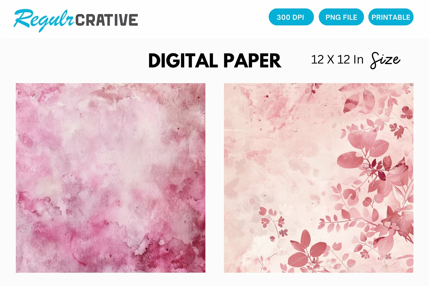 Vintage Watercolor Pale Pink Digital Paper product image 1