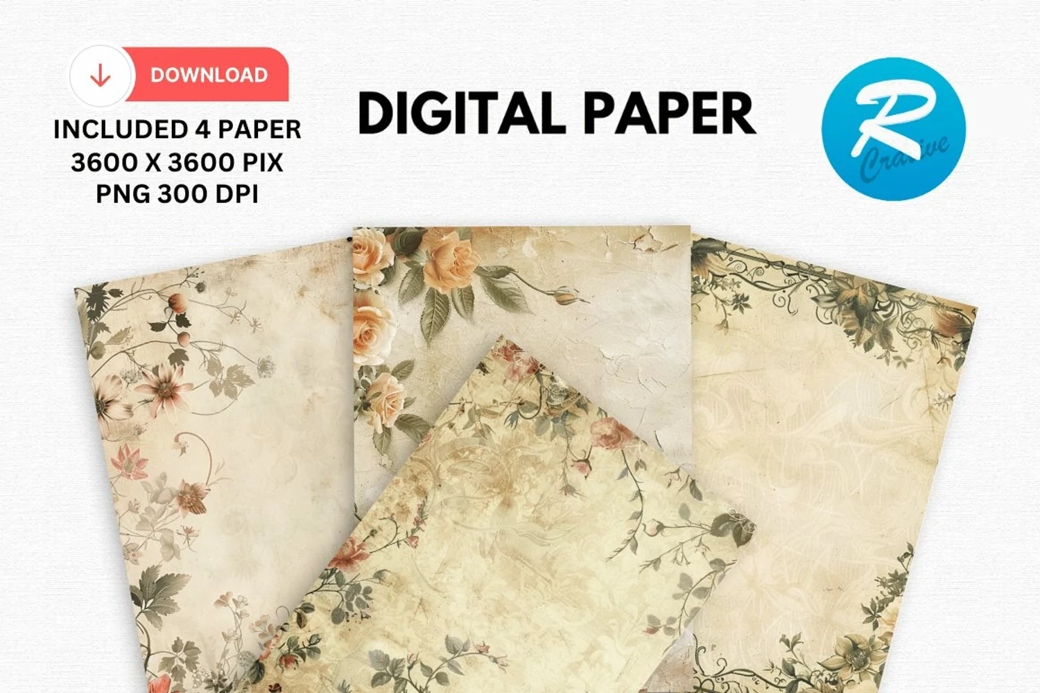 Vintage Wedding Digital Paper, Wedding Background product image 1