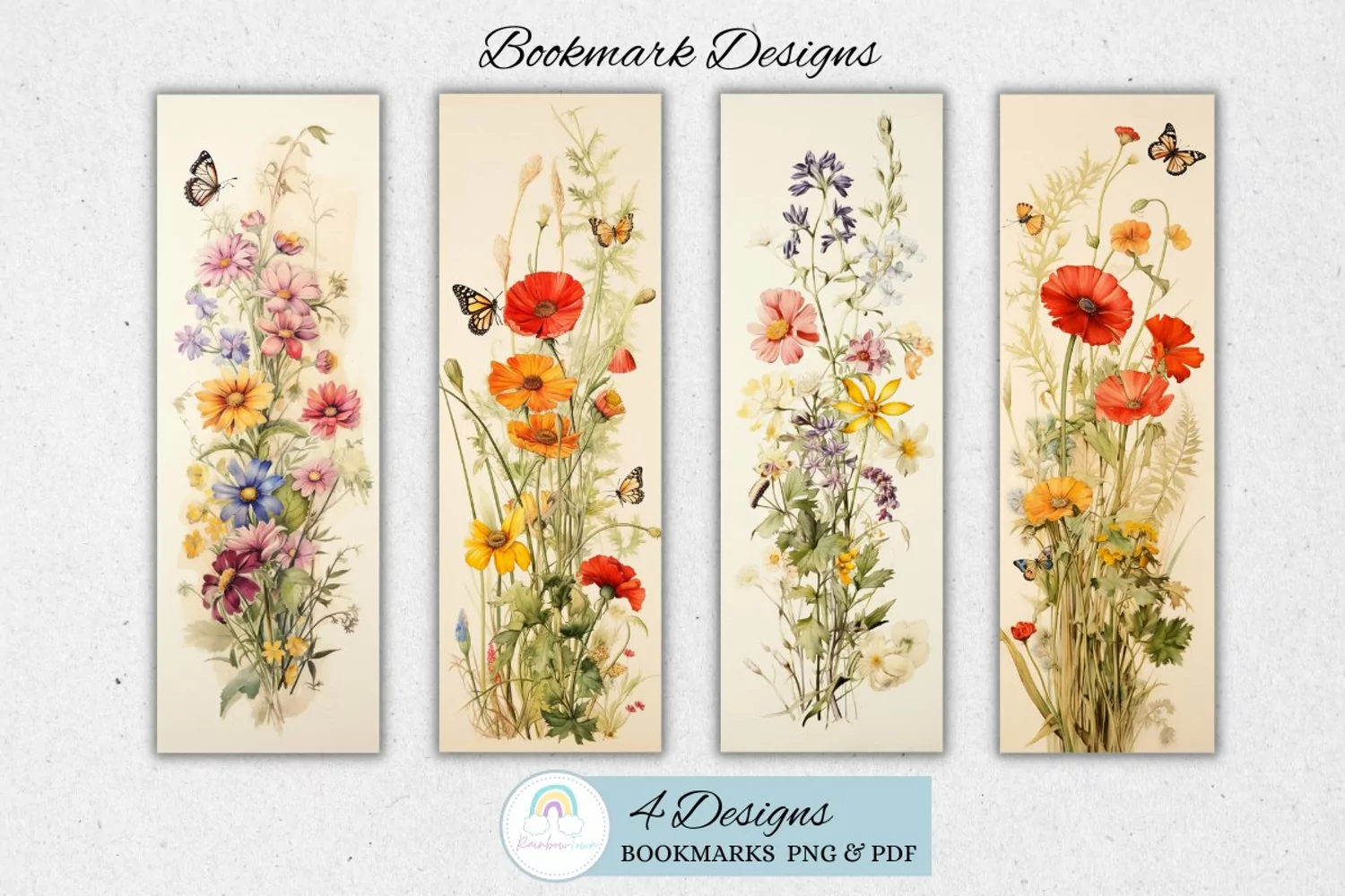 Vintage Wildflower Bookmark Sublimation I Bookmark Printable product image 1
