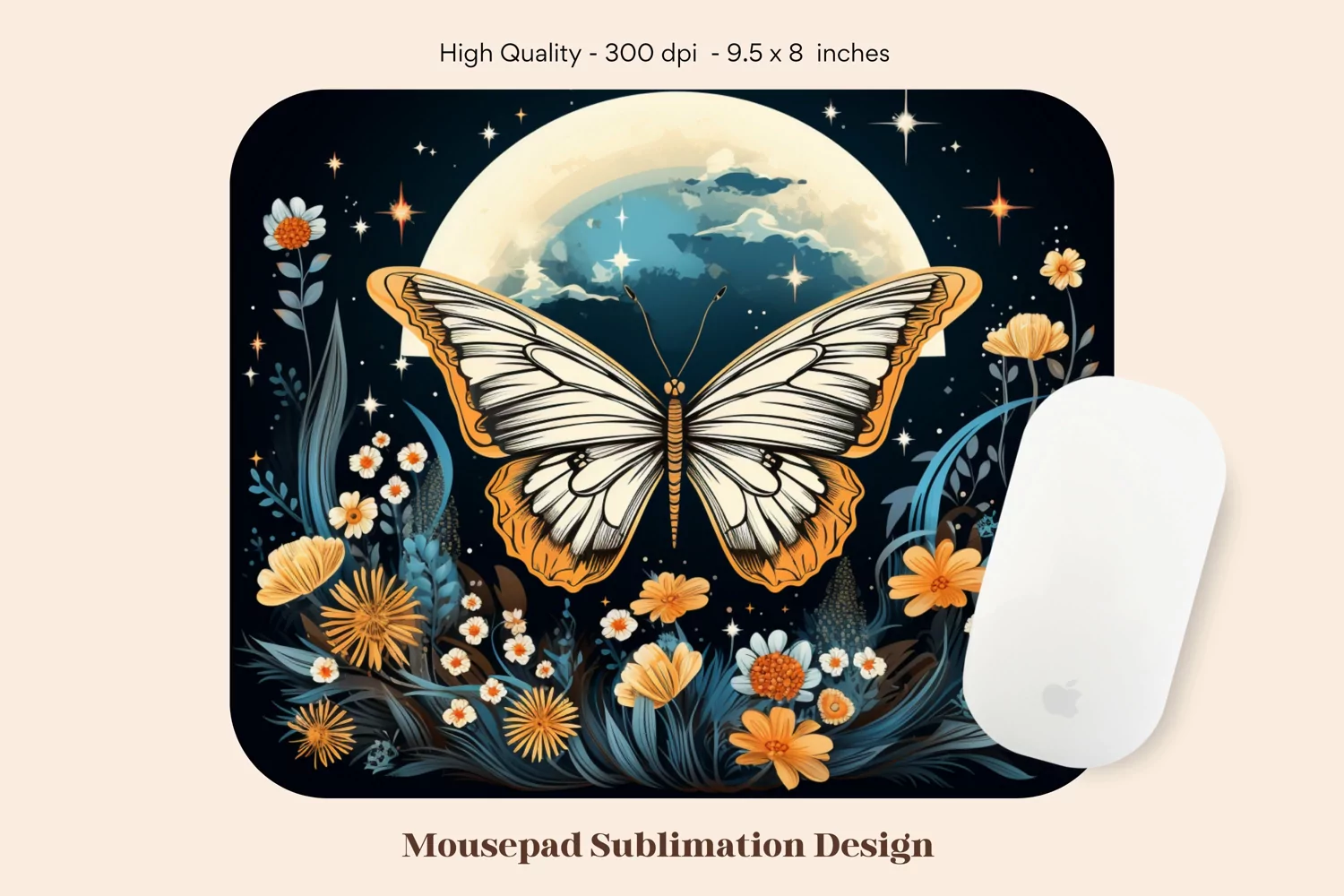 Vintage Wildflower Mouse Pad Png  Butterfly Mousepad Png 