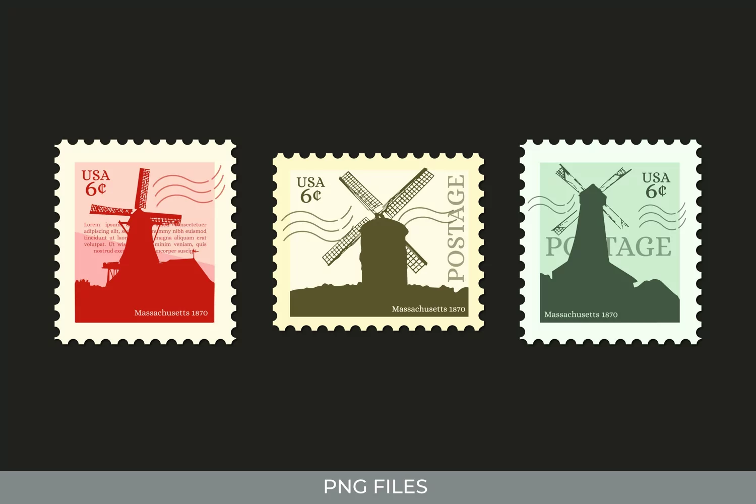 Vintage Windmill Postage - Scrapbook Clipart product image 1
