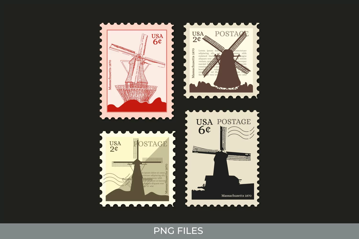 Vintage Windmill Postage - Scrapbook Clipart product image 1