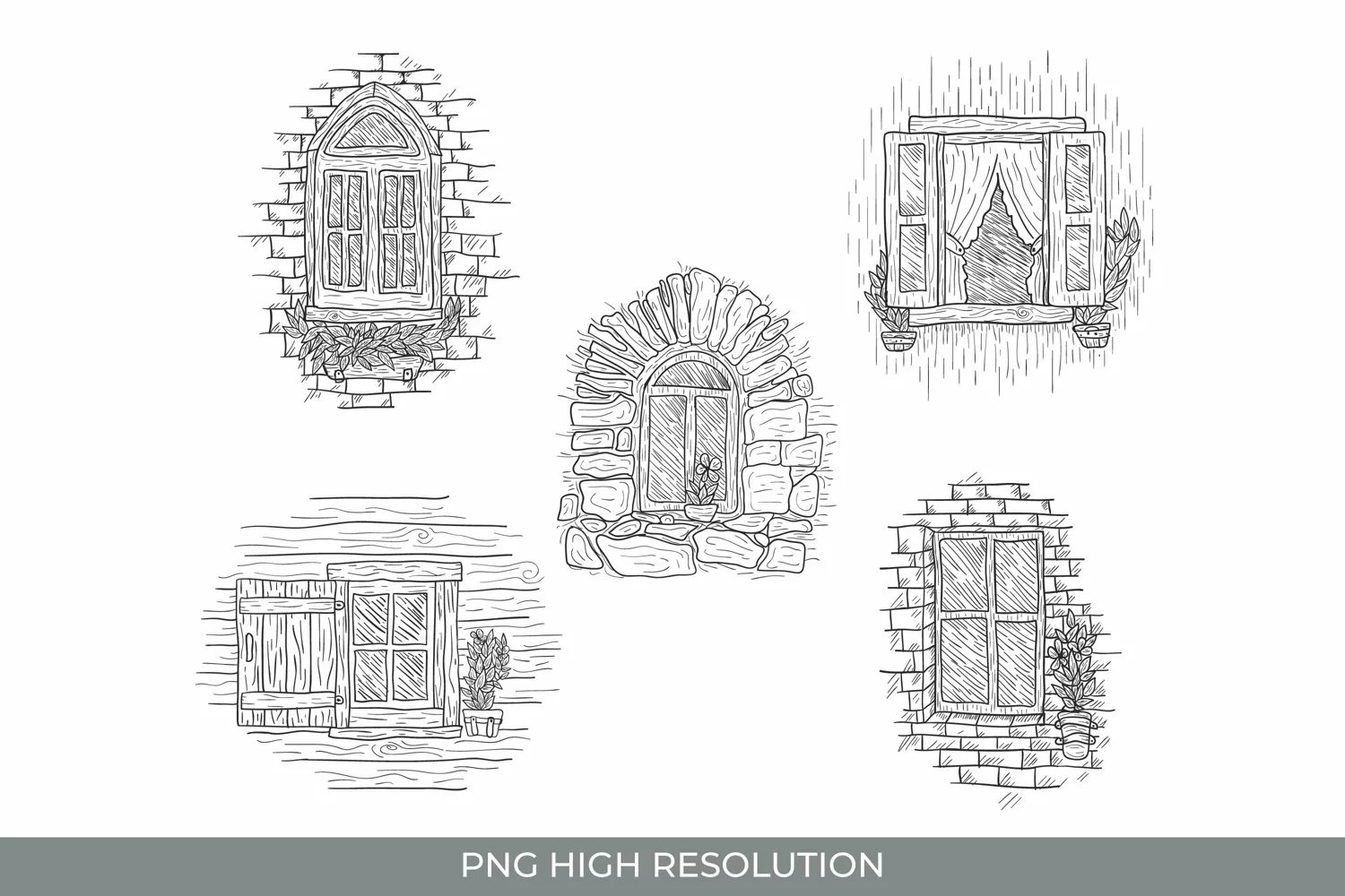 Vintage Window Sketch Clipart product image 1