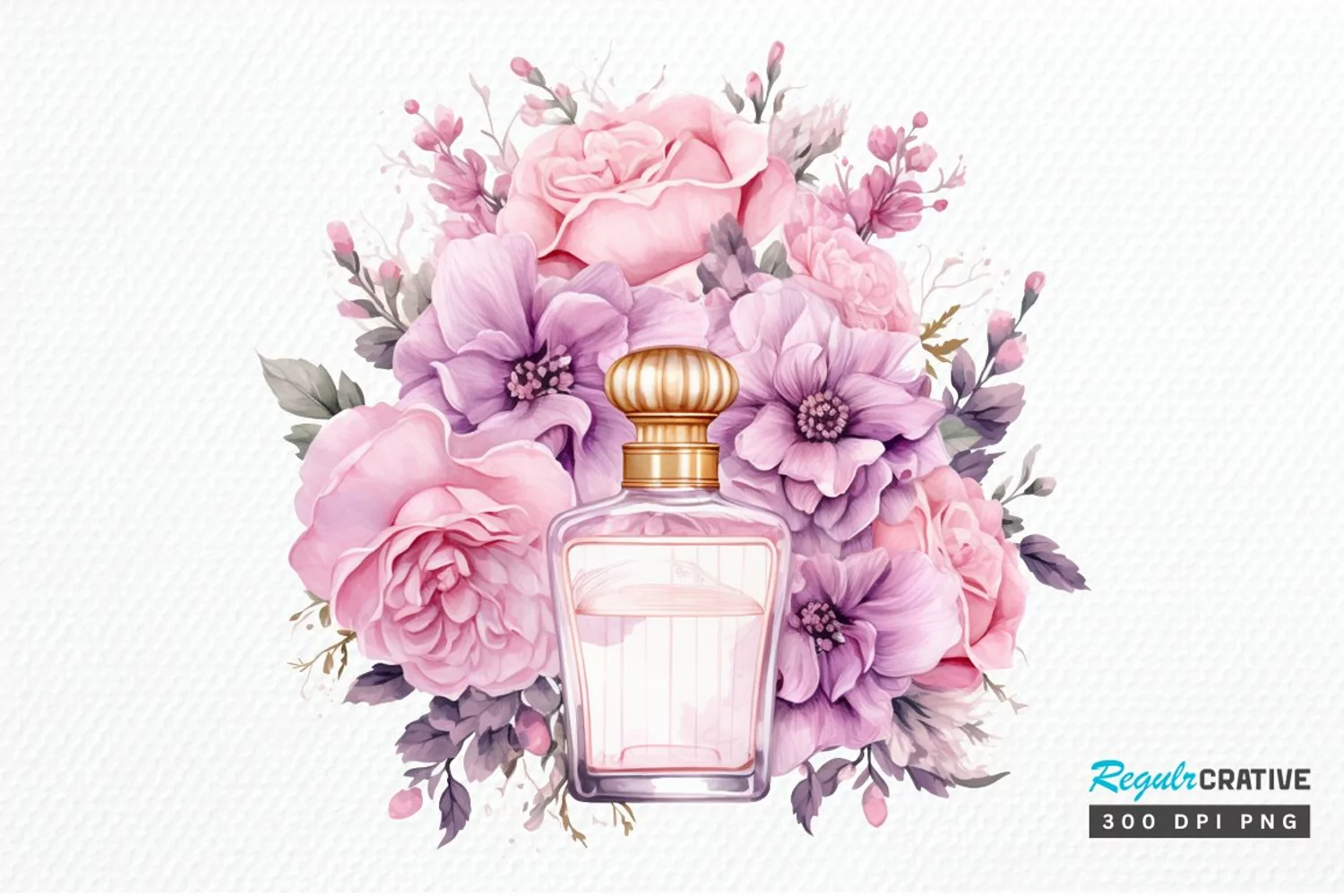 Perfume Bottle Floral Sublimation PNG Clipart product image 1