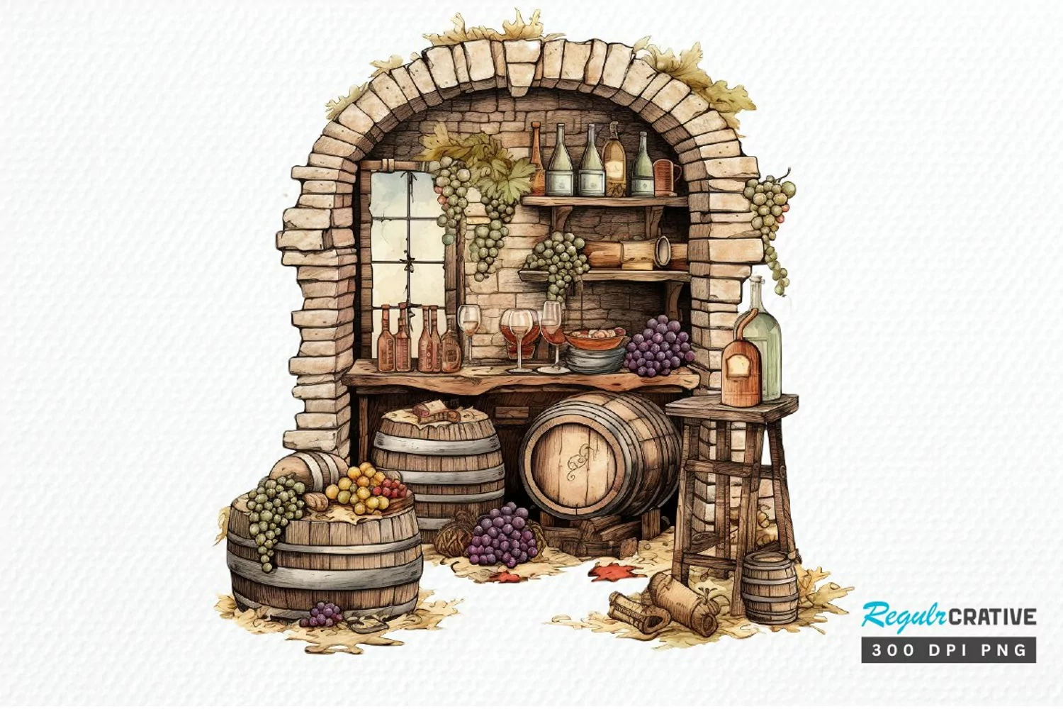 Vintage Wine Cellar Sublimation PNG Clipart product image 1