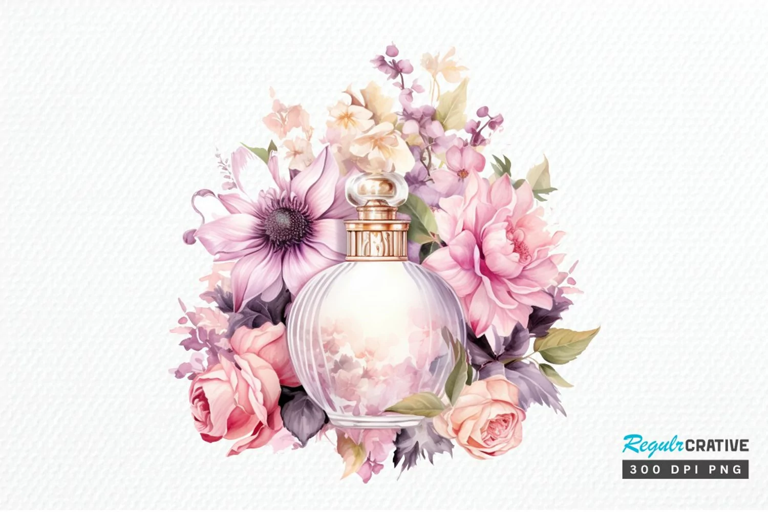 Perfume Bottle Floral Sublimation PNG Clipart product image 1