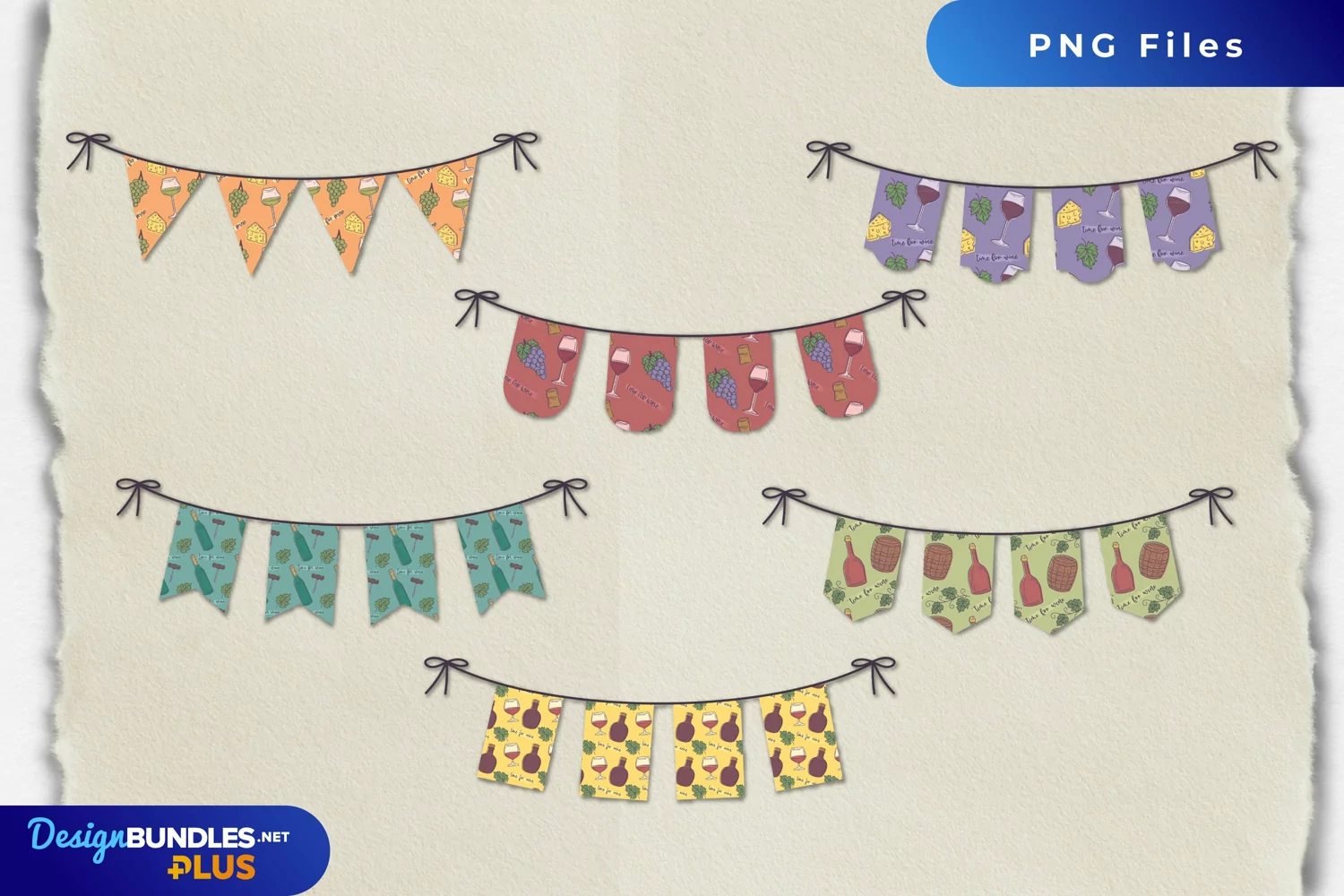 Vintage Wine Seamless Pattern Bunting Banner Sets product image 1