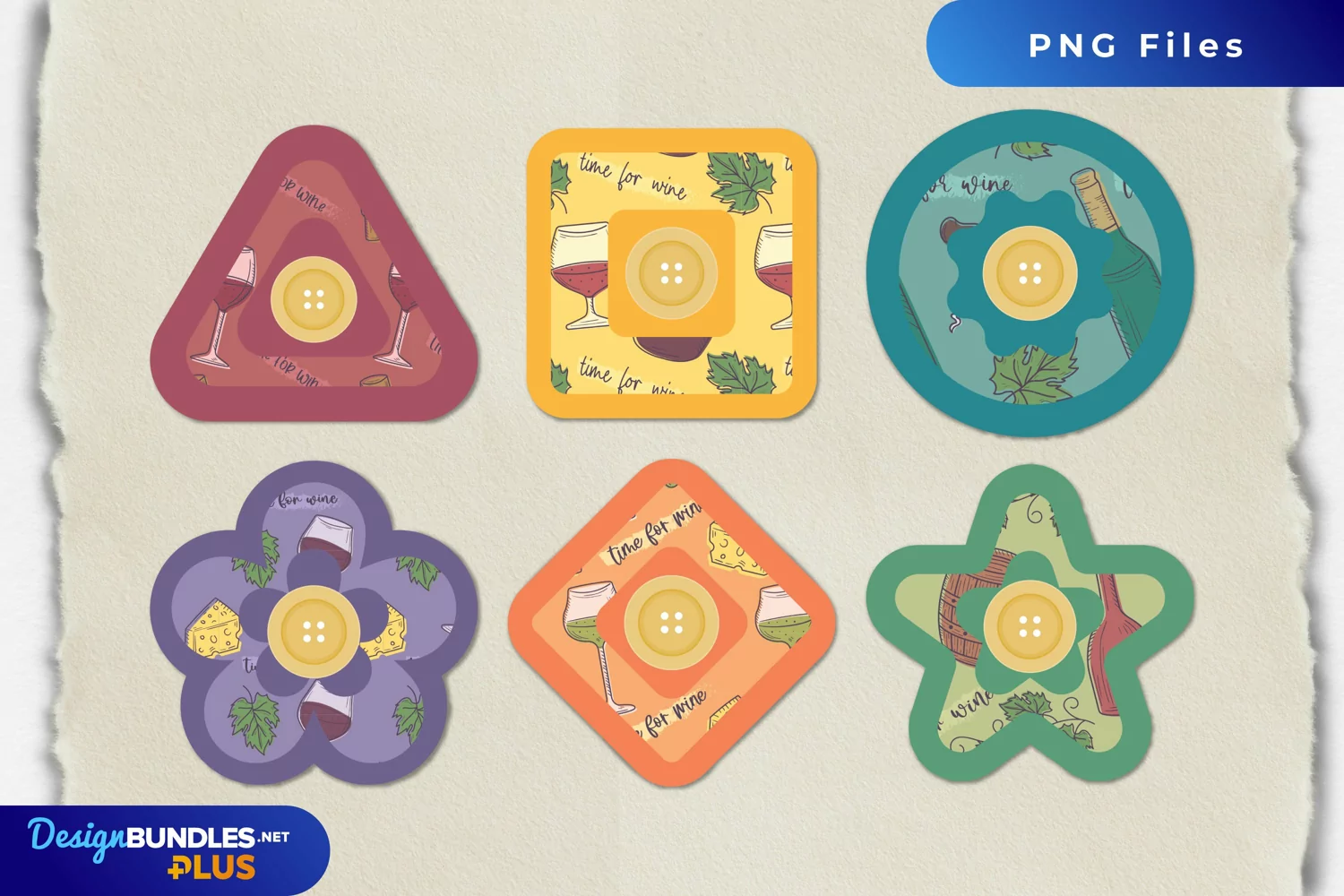 Vintage Wine Seamless Pattern with Buttons product image 1