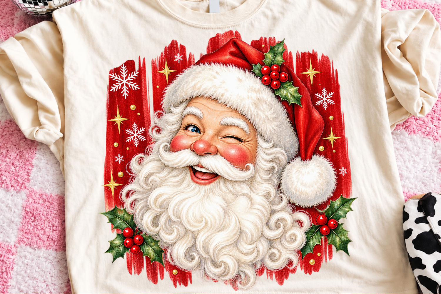 Vintage Winking Santa Claus Head PNG product image 1