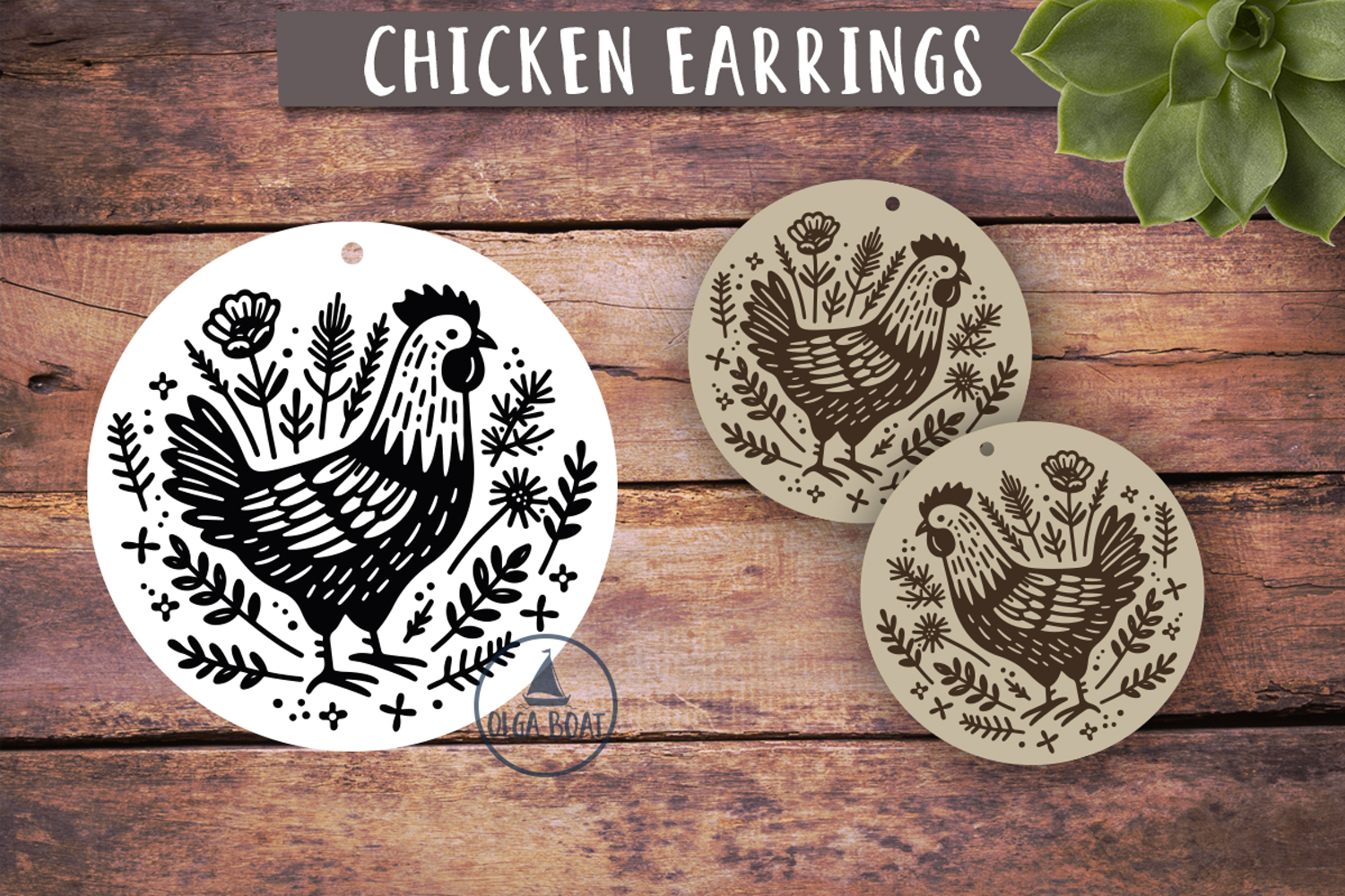 Chicken earrings | Easter tag laser Easter ornament product image 1