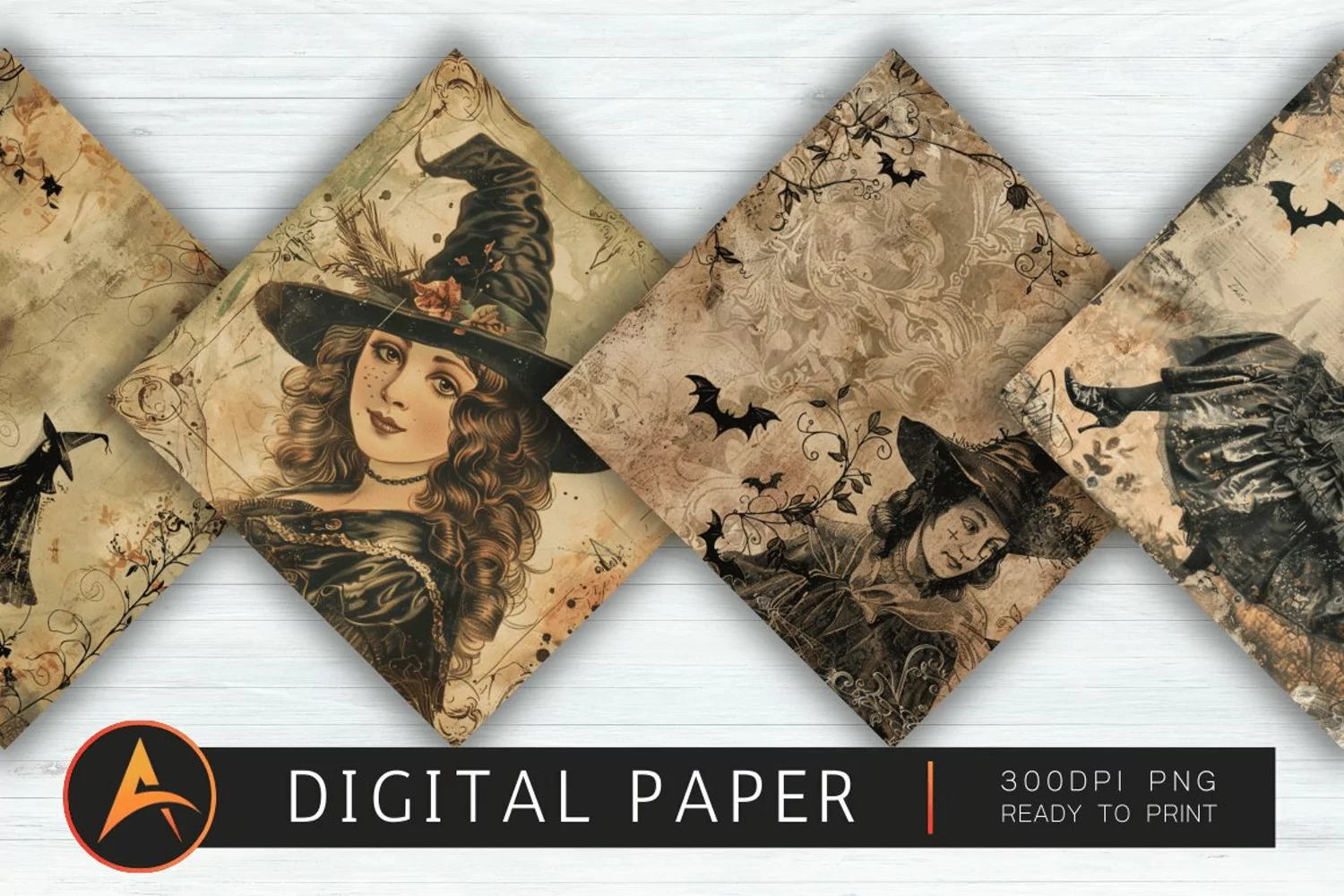 Vintage Witch Digital Paper product image 1