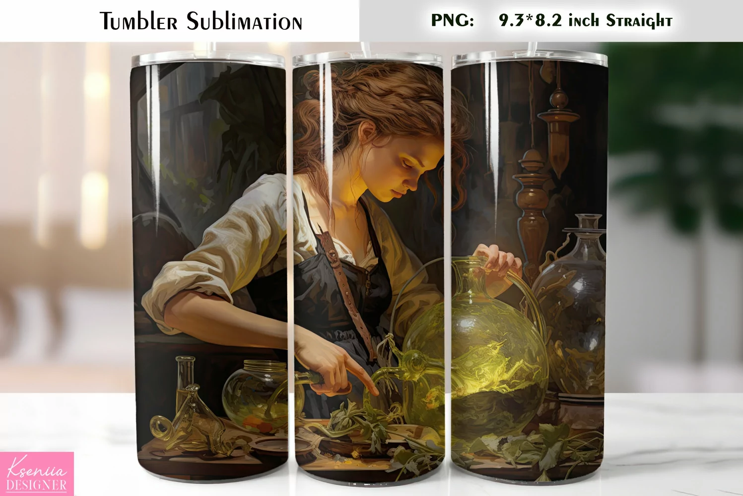 Halloween Witch Tumbler Sublimation|Vintage Halloween Card product image 1