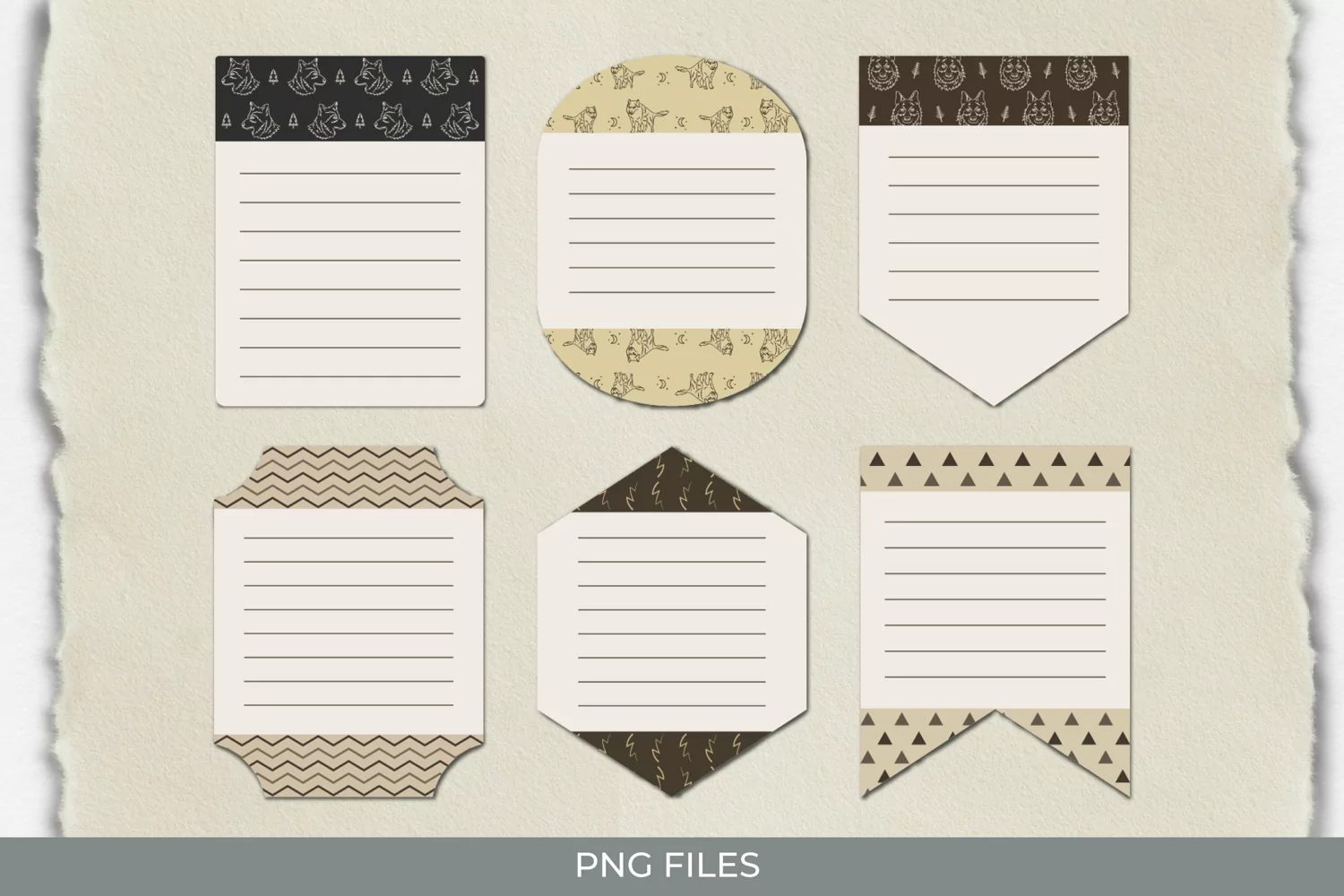 Vintage Wolf Seamless Pattern Shaped Journaling Area product image 1